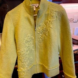 Coldwater Creek 100% wool chartreuse cardigan.